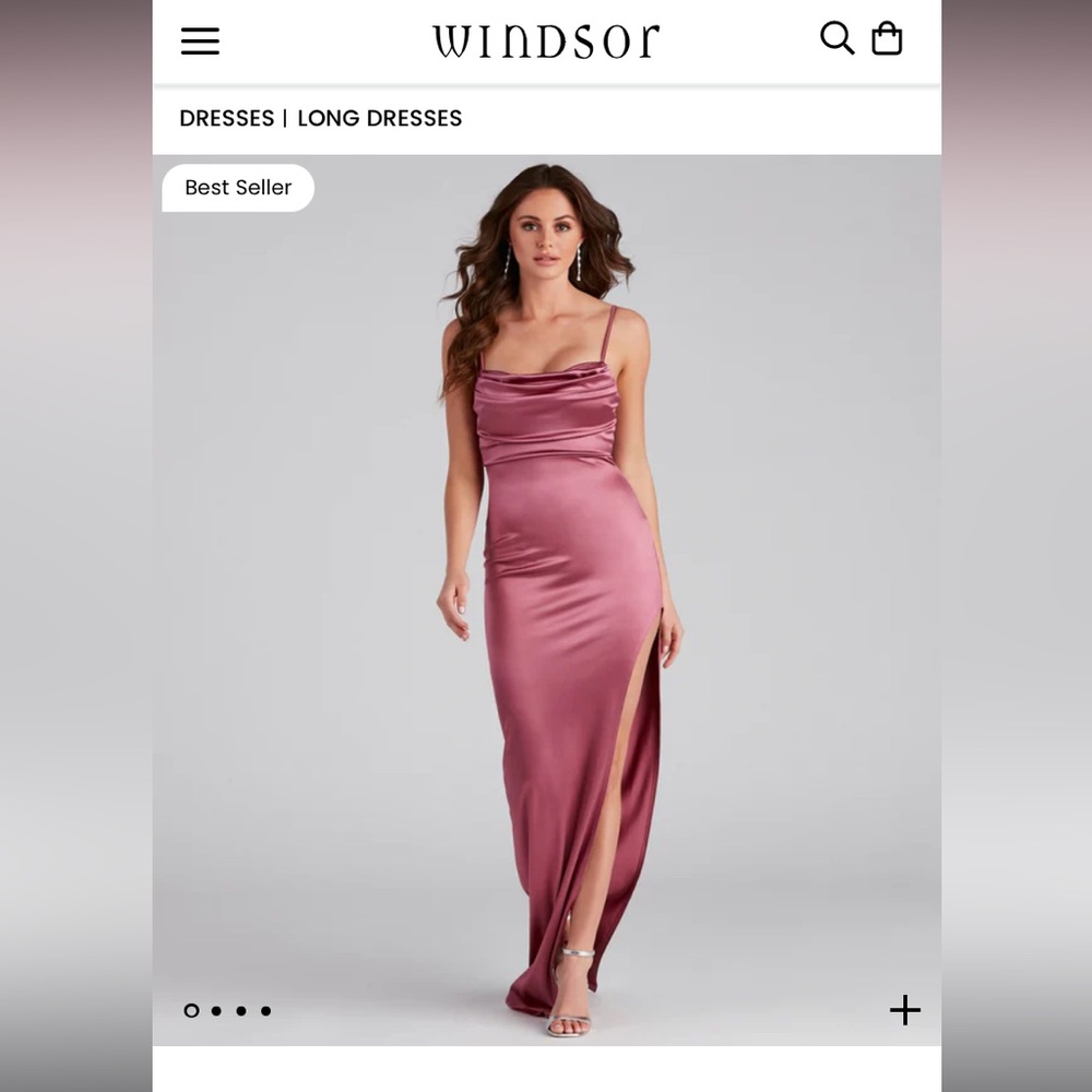 Lola High Slit Satin Gown Mauve Size M